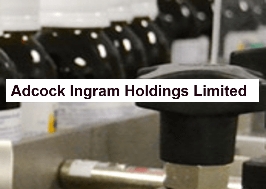 Image showing bottles of medicine and the words "Adcock Ingram Holdings Limited"